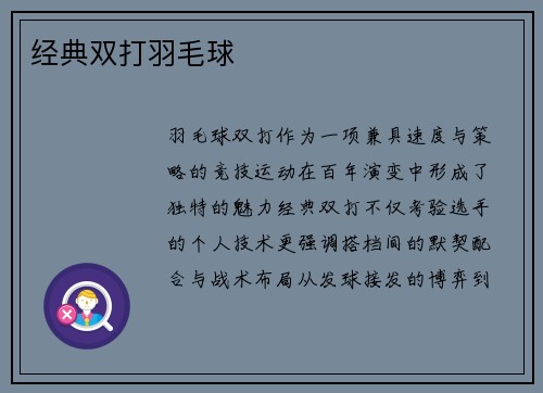 经典双打羽毛球